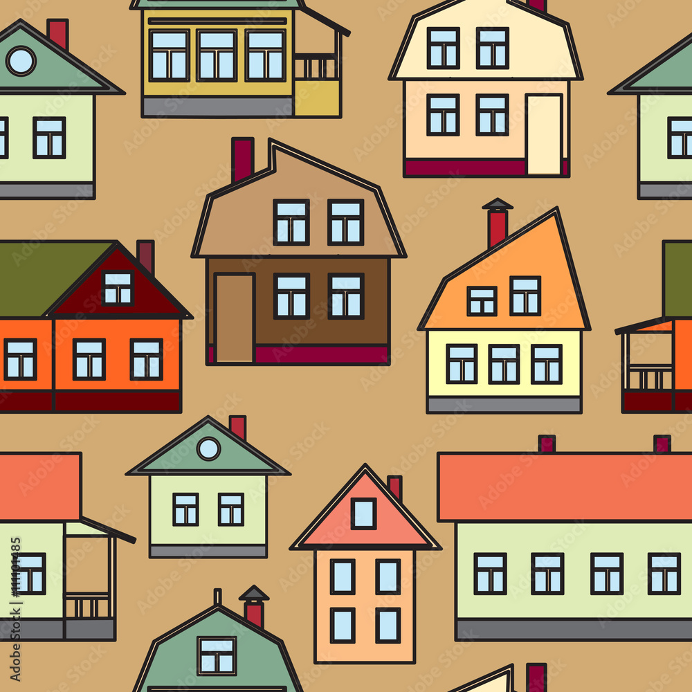 Seamless texture of urban homes. Dense buildings. Vector illustration. Seamless texture of urban homes. Dense buildings. Vector illustration.
