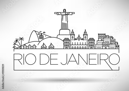 Linear Rio de Janeiro City Silhouette with Typographic Design