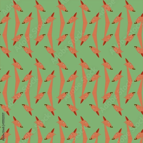 Fox pattern on green background