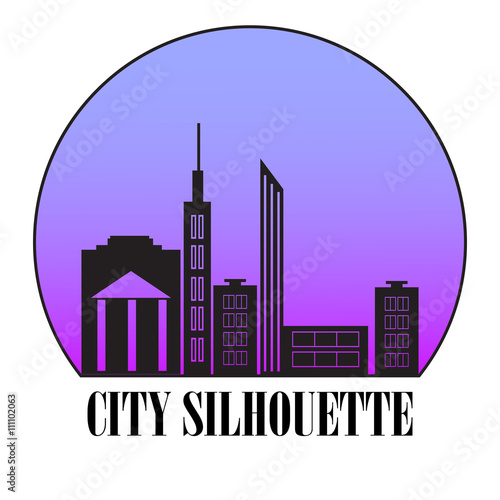 Vector black cities silhouette.