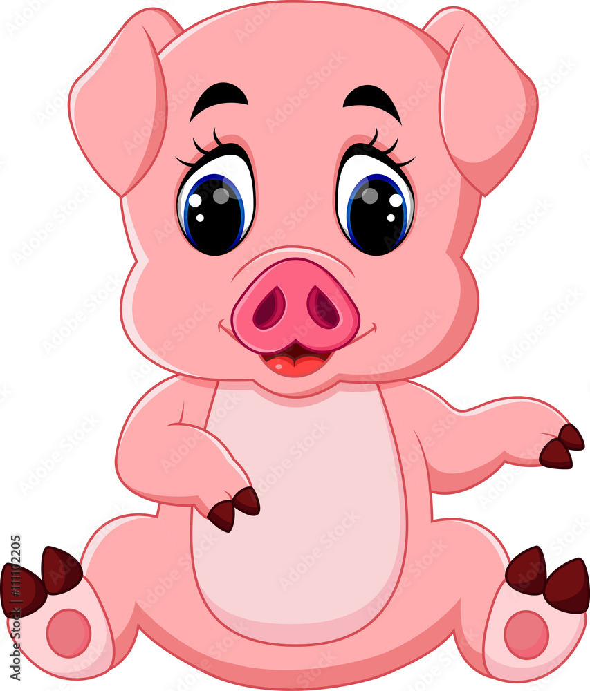 illustration of cute baby pig cartoon