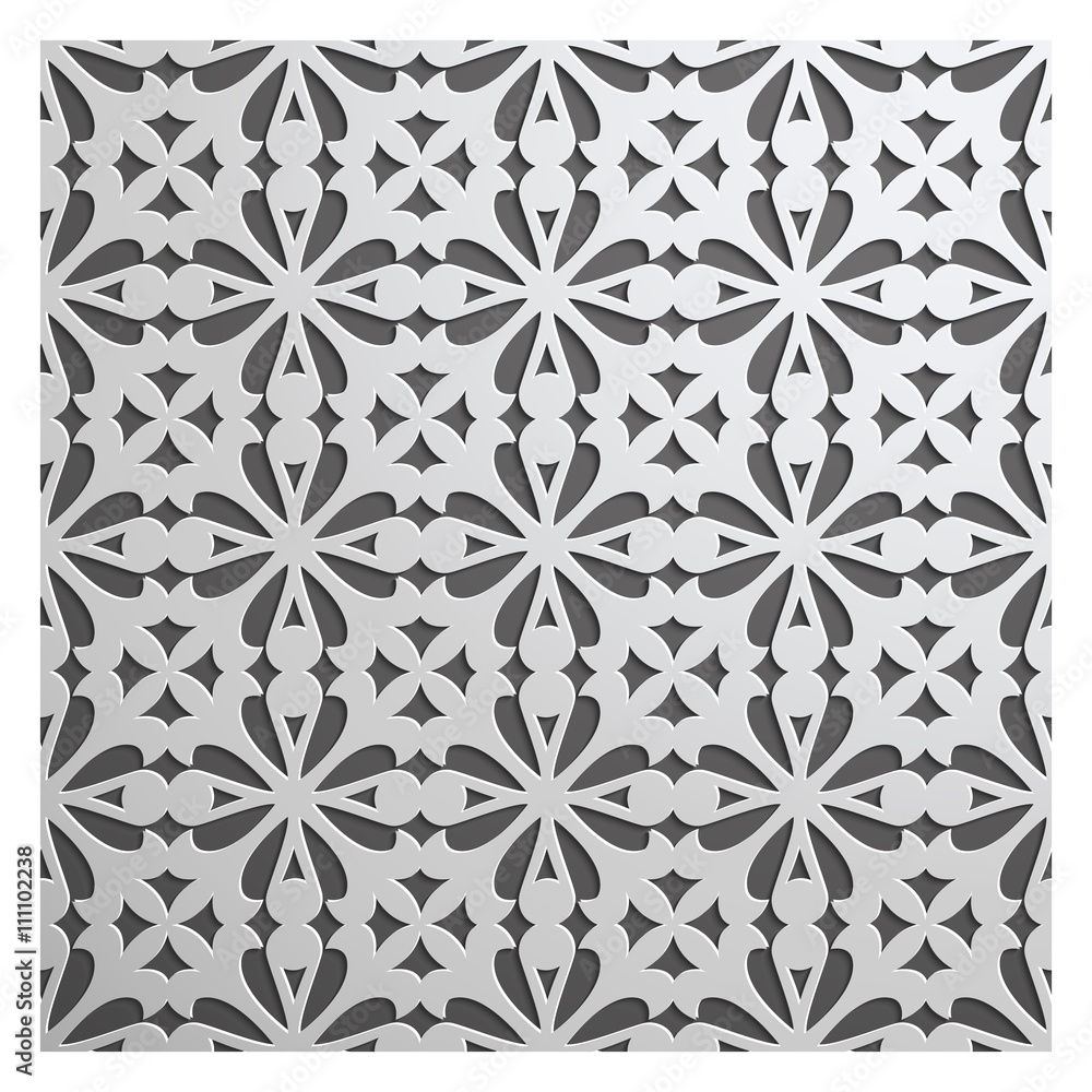 Silver on dark backdrop seamless geometric pattern. Tiled background with oriental motif 3D. Endless texture can be used for wallpaper, pattern fills, background of web page, surface textures Silver on dark backdrop seamless geometric pattern. Tiled background with oriental motif 3D. Endless texture can be used for wallpaper, pattern fills, background of web page, surface textures