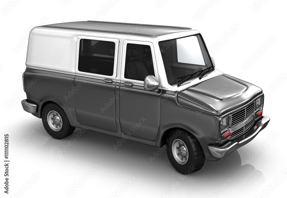 Industrial van on a white background. 3d illustrated