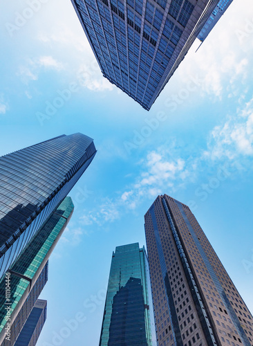 low angle view of skyscrapers of shanghai city