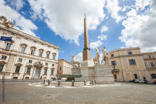 The Piazza del Quirinale with the Quirinal Palace and the Fountain of Dioscuri in Rome, Lazio, Italy. photo