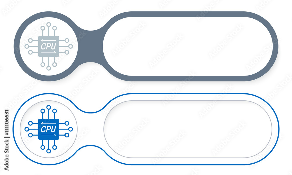 Two abstract buttons for your text and processor symbol Two abstract buttons for your text and processor symbol