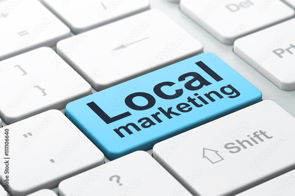 Advertising concept: Local Marketing on computer keyboard background Advertising concept: Local Marketing on computer keyboard background