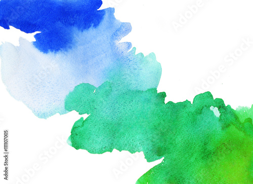Wallpaper Mural watercolor background two colors blue and green on a white Torontodigital.ca