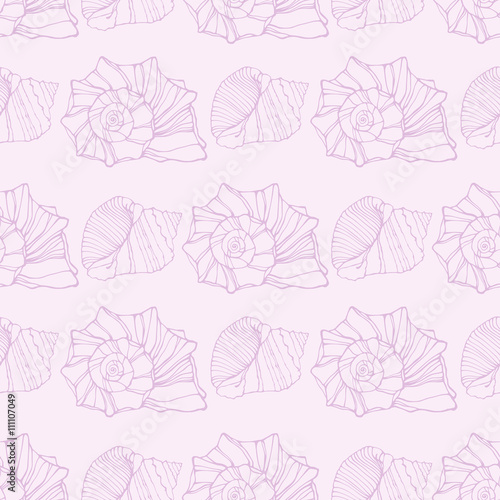 Seamless pattern with seashells
