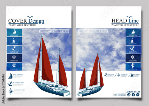 Yacht club. Flyer design template vector.