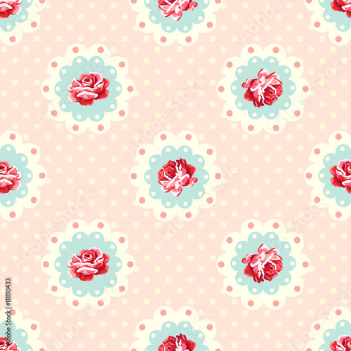 Vintage rose pattern. Shabby chic style vector background
