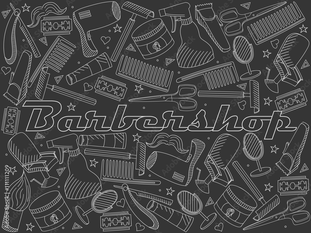 Barbershop chalk vector illustration