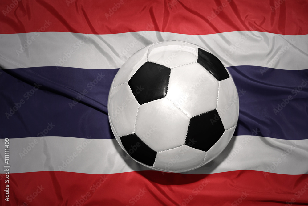 black and white football ball on the national flag of thailand black and white football ball on the national flag of thailand