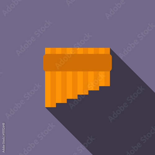 Pan flute icon in flat style photo