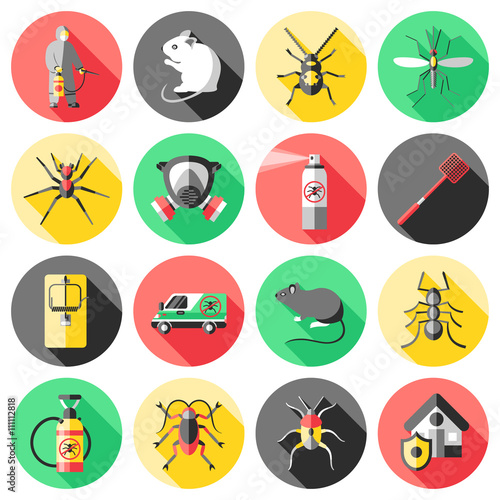 Pest Control Flat Icons Set