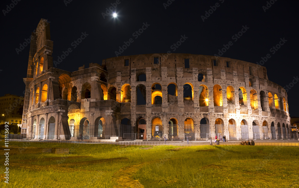 The Colosseum at moon night. Rome. Italy