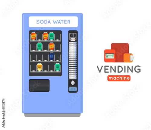 Vending machine vector set. Sell snacks and soda drinks vending