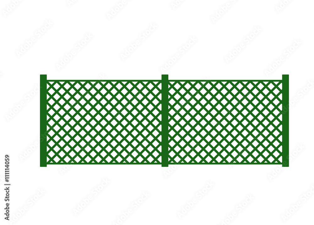 Vector fence illustration. Farm fence. Fence with border. Buildi