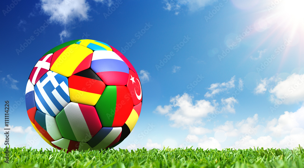 Fototapeta premium Ball On Grass In The Stadium - European Football Championship