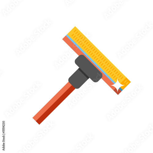 Cleaning mop flat vector.