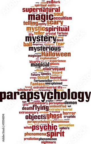 Parapsychology word cloud concept. Vector illustration