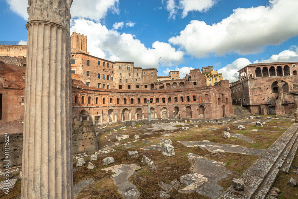 The Portici Laterali of the famous ruins of the Trajan's Forum, Foro di Traiano, in Rome, Lazio, Italy.