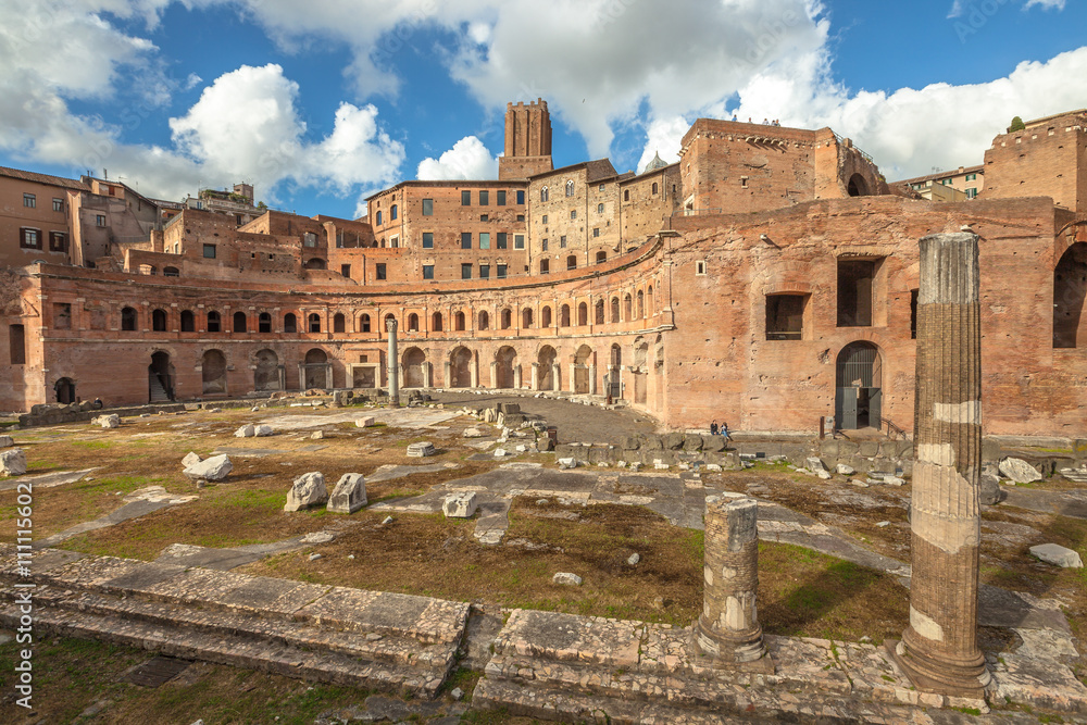 The Portici Laterali of the famous ruins of the Trajan's Forum, Foro di Traiano, in Rome, Lazio, Italy.
