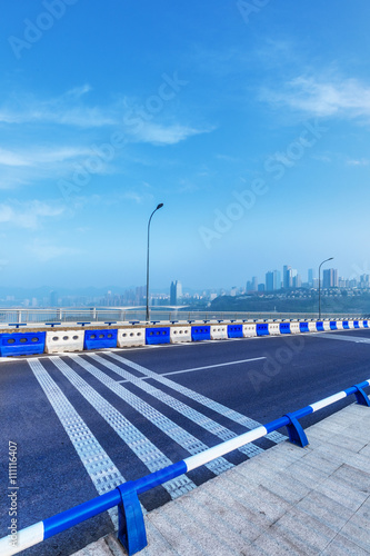 motion blurred traffic on bridge,chongqing china.