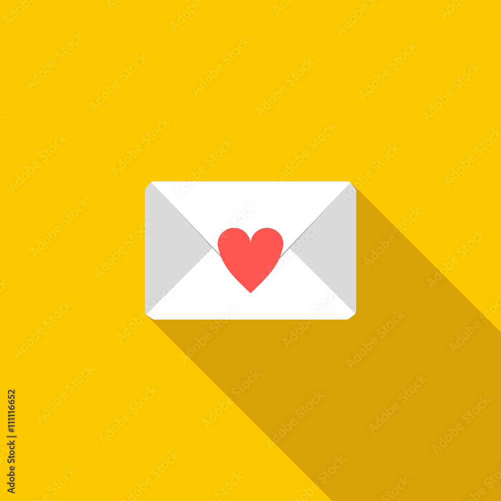 Love letter icon, flat style Love letter icon, flat style