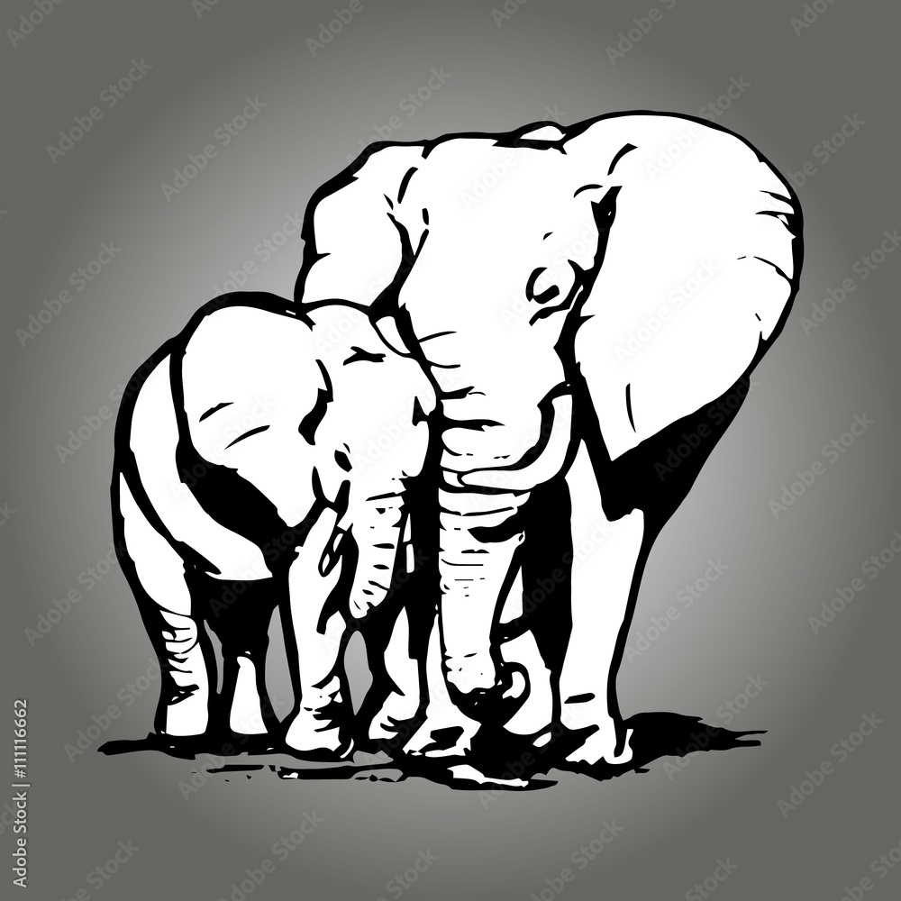 Fototapeta premium Elephant with cub 0