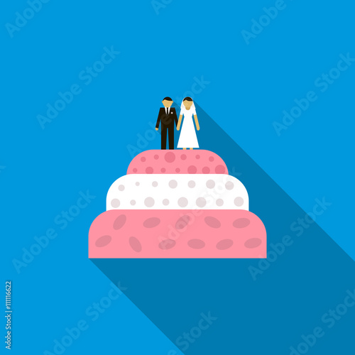 Wedding cake icon, flat style