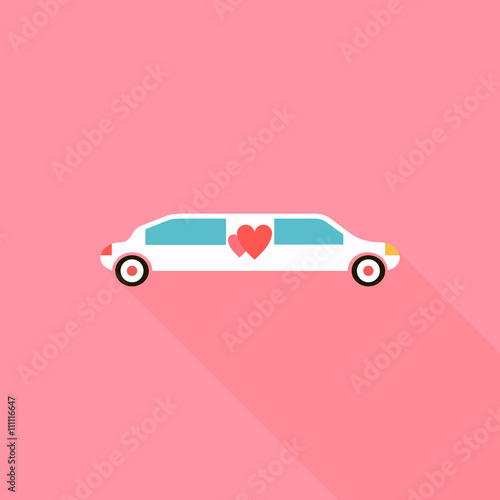 Wedding limousine icon, flat style