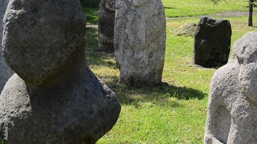 Polovtsian stone statues. Ukraine.	Are made in the 9-13th centuries. Sculptures are made of gray sandstone. photo