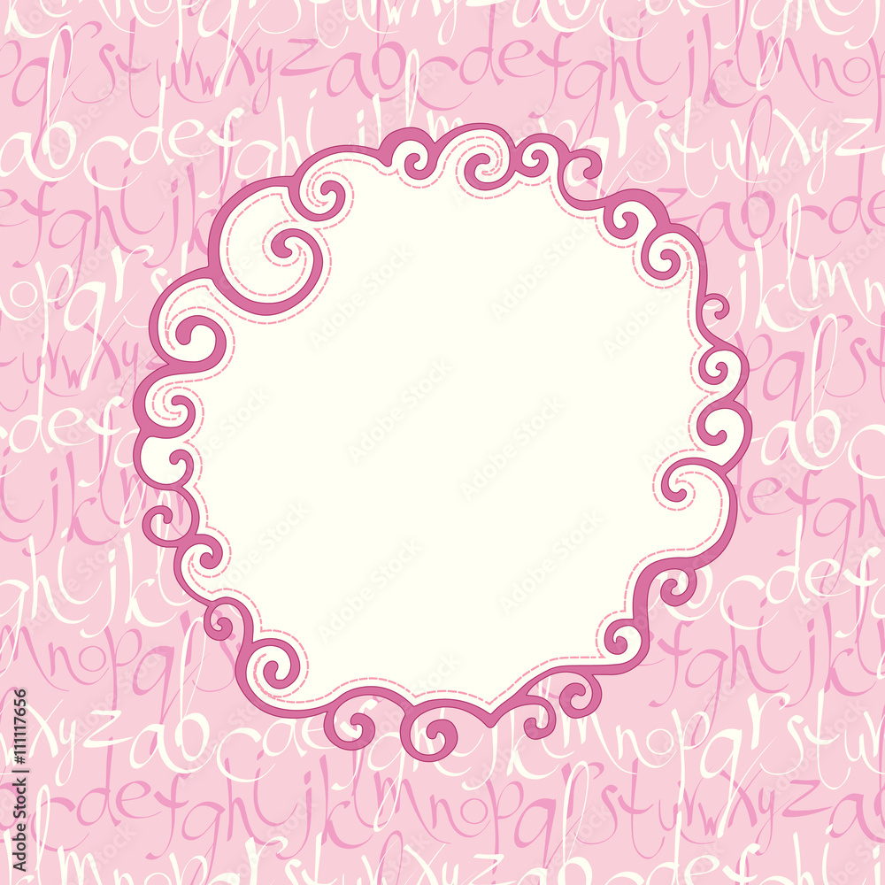Seamless pattern with letters and frame for text