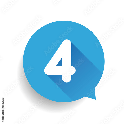 Number four 4  speech bubble blue
