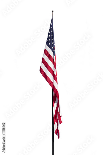 american flag waving isolated on white