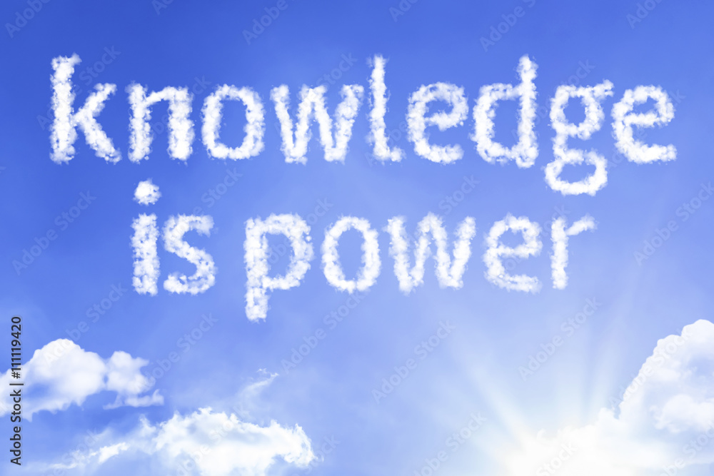 Knowledge is Power cloud word with a blue sky
