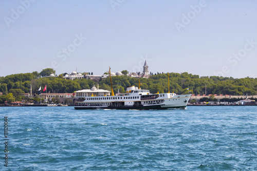Public ferry leaves from Sirkeci pier on Bosphorus/Istanbul
