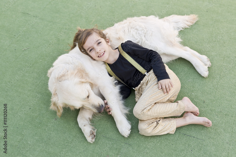 Little girl with her dog Little girl with her dog