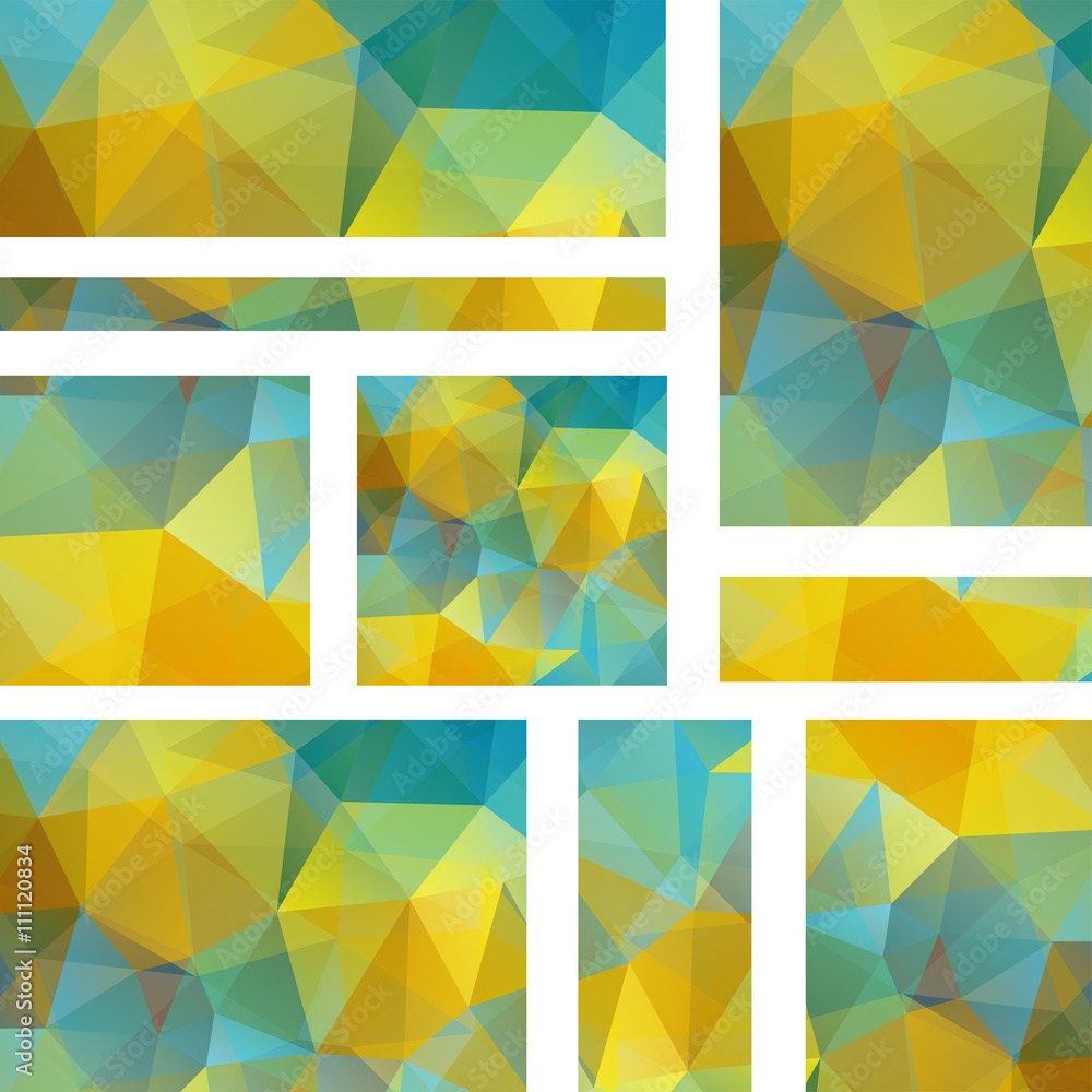 Obraz premium Set of modern vector banners for your design. Yellow, green, blue colors. 