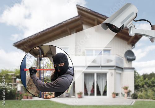 Surveillance Camera Capturing A Burglar