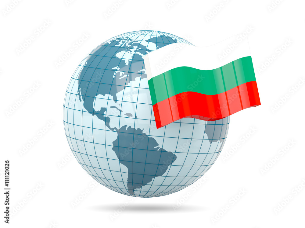 Naklejka premium Globe with flag of bulgaria