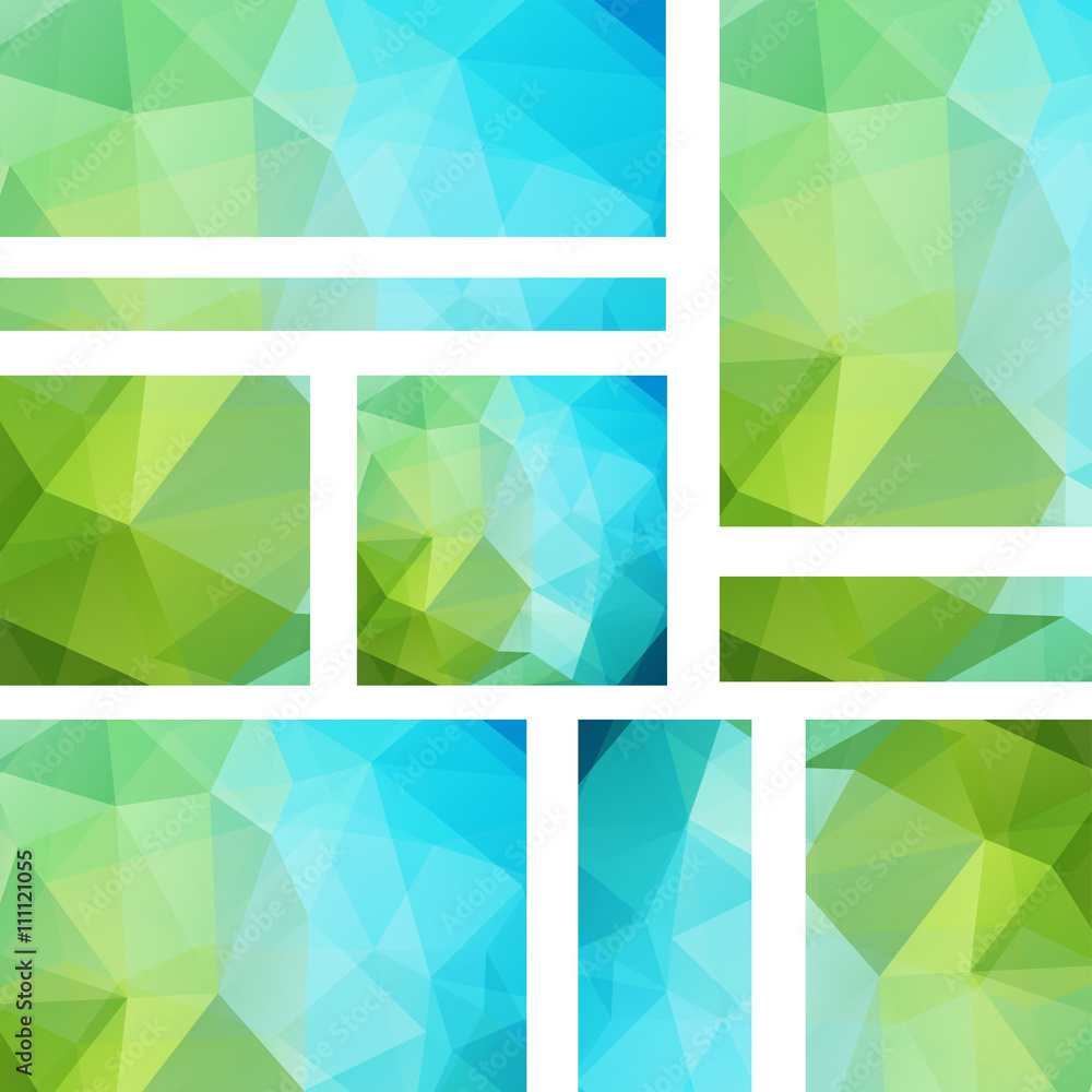 Set of 9 vector templates for presentation slides. Blue, green colors. Set of 9 vector templates for presentation slides. Blue, green colors.