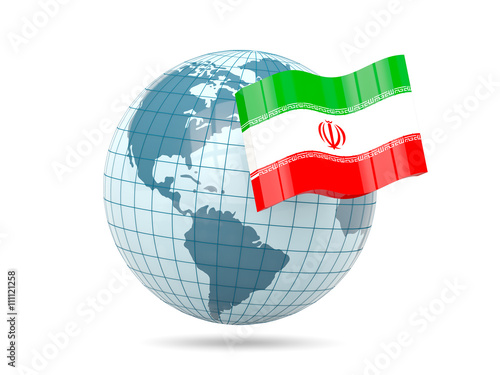 Globe with flag of iran
