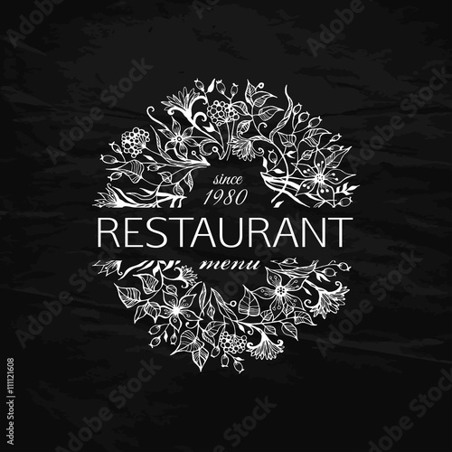 Restaurant menu design. Vintage Logo template for Restaurant, Bar, Cafe. Vector illustration.