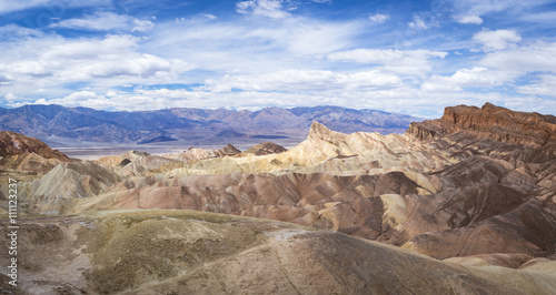The panoramic view of Zabrinskie point overlooking Death Valley National Park in California.
