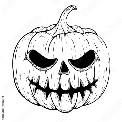 Scary Halloween Pumpkin With Smile And Sketchy Style