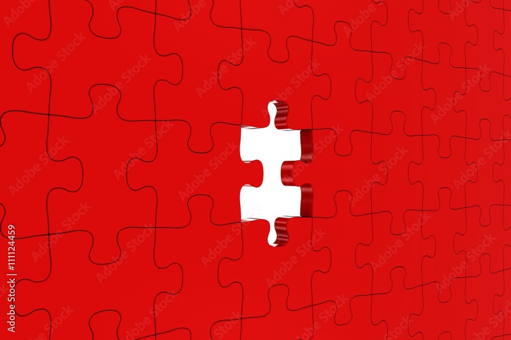 Red Jigsaw Puzzle with Missing Piece Red Jigsaw Puzzle with Missing Piece