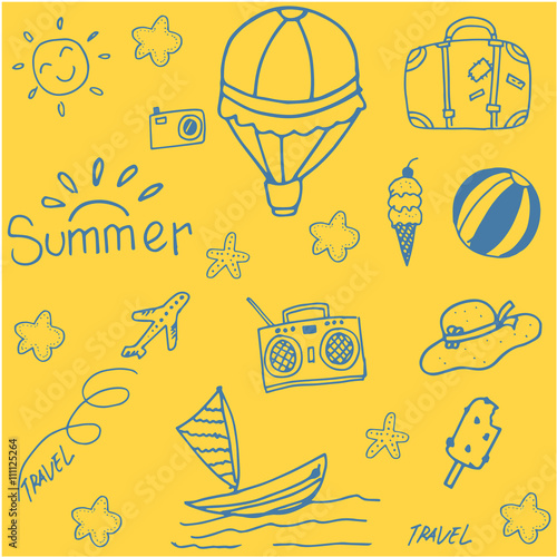 Yellow backgrounds summer doodle