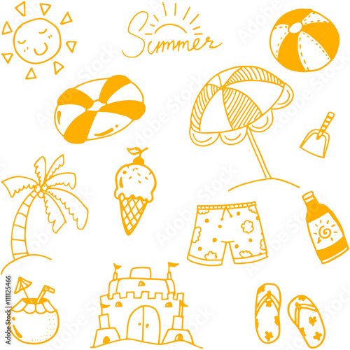 Hand draw summer doodle